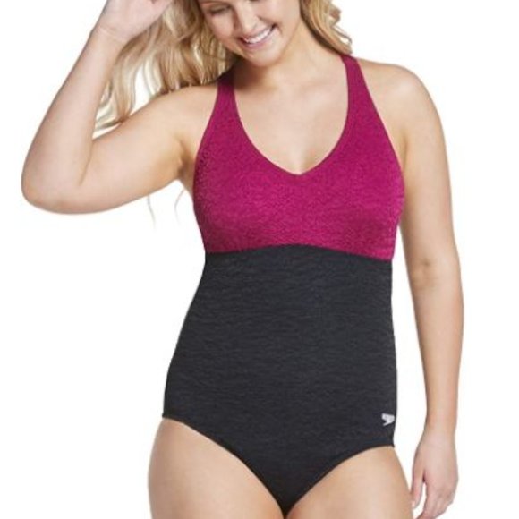Speedo Women's Swimsuit One Piece Pebble Texture Crossback Moderate Cut - Picture 1 of 3